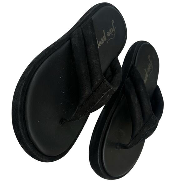 Free People Flip Flop Leather size 8.5 Wonderland Black Platform Sandals 39 NWOB - Picture 2 of 7
